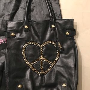 Auth. Betsey Johnson leather shoulder tote